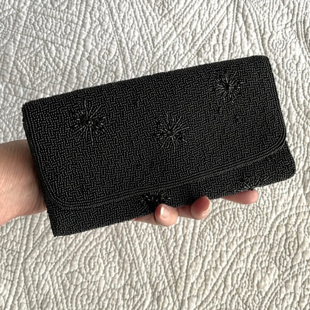Vintage beaded clutch purse black